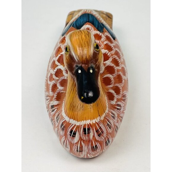 VTG 5.5" Handpainted Ceramic Blue Winged Teal DUCK FIGURINE Decor Brown EUC - Picture 3 of 5